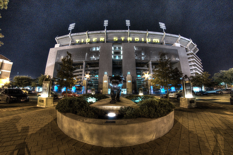 Tiger Stadium at night